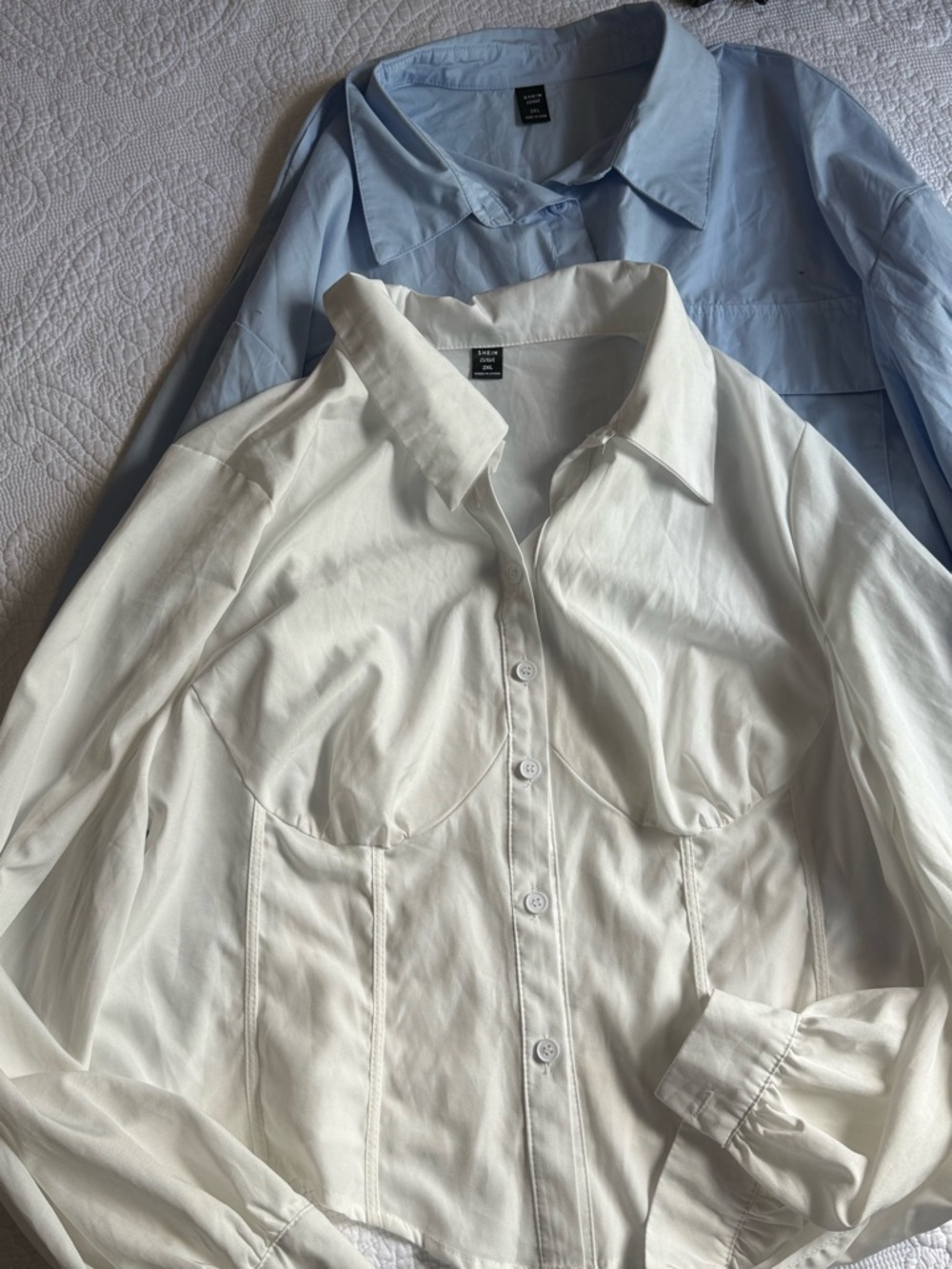 Women’s Plus Size Blouse Bundle 2XL 3XL SHEIN Curve White Blue Button Up